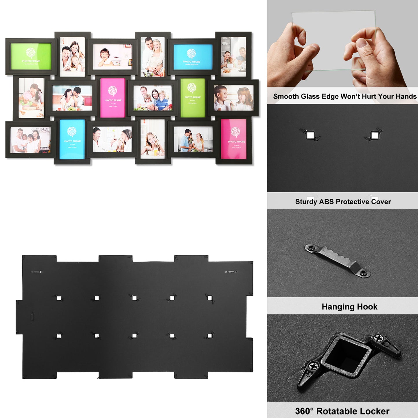 18 Pictures Frames Collage for Photos in 4\" x 6\" Glass Protection Display Wall Mounting Gallery Home Decor Kit