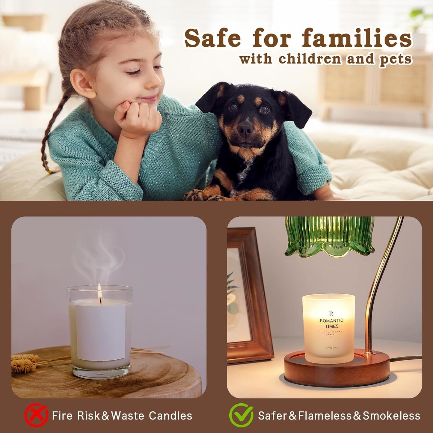 Dimmable Candle Warmer Lamp with Timer Flower