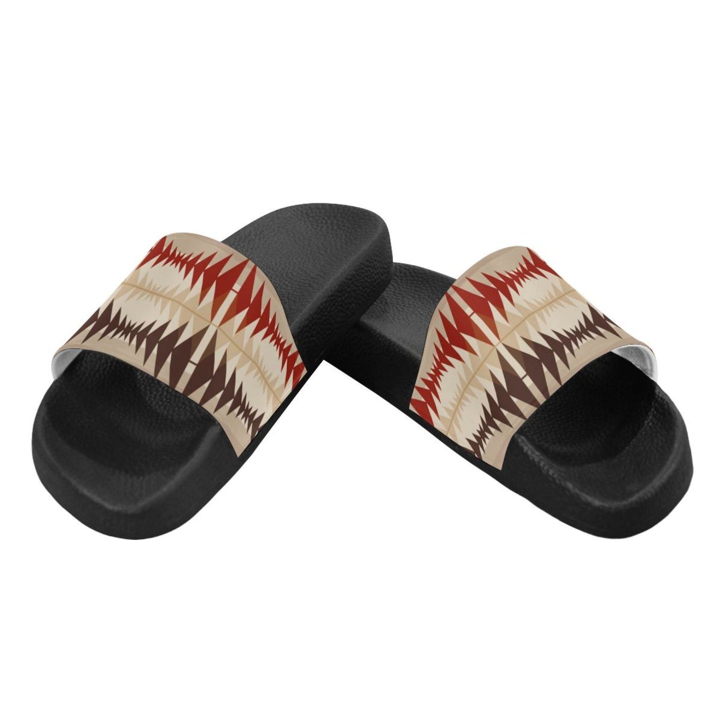 Flip-Flop Sandals, Brown And Beige Aztec Style Womens Slides