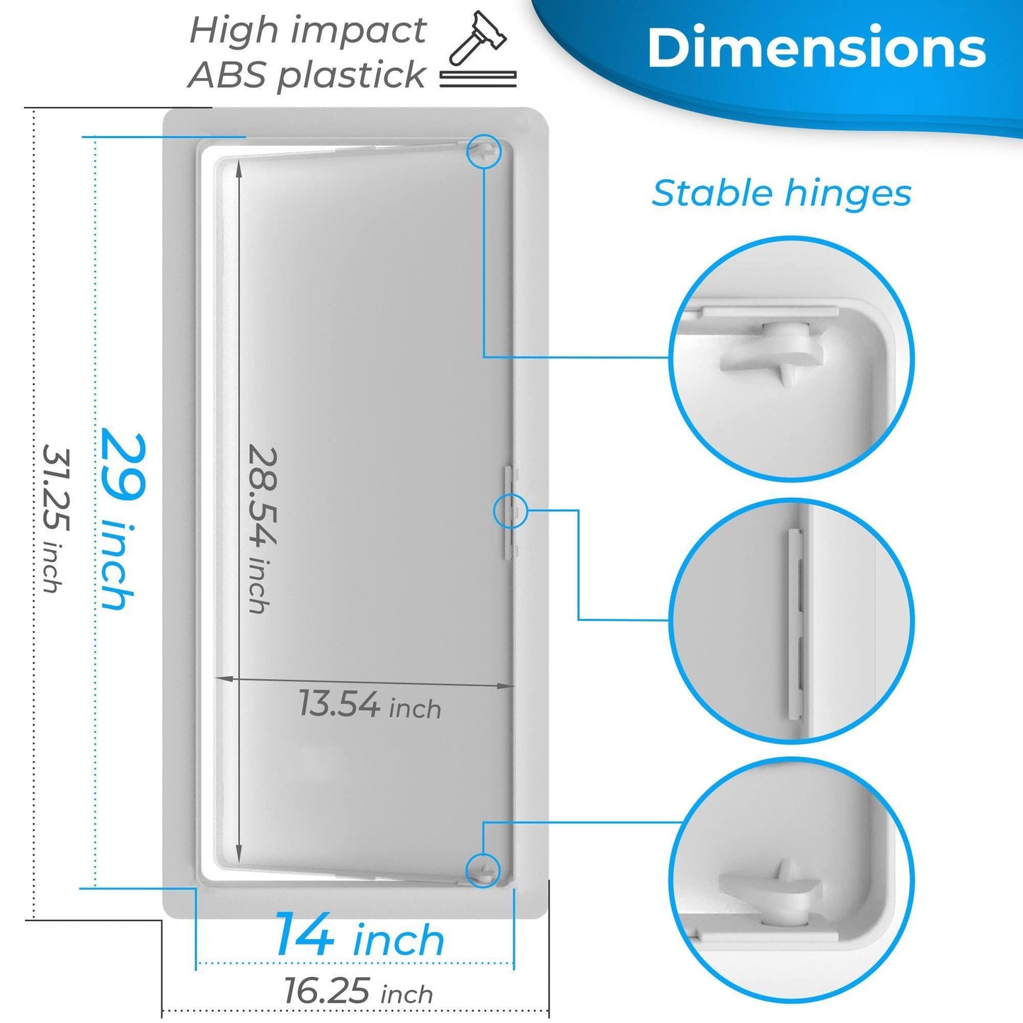 Access Panel for Drywall 14 x 29 inch Wall Hole Cover Access Door Plumbing Access Panel for Drywall Heavy Durable Plastic White