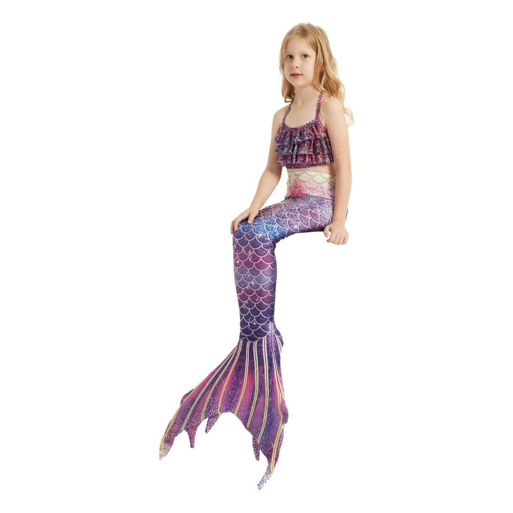 Mermaid Tails Swimsuit for Girls Swimming 3Pcs Mermaid Princess Bathing Suit