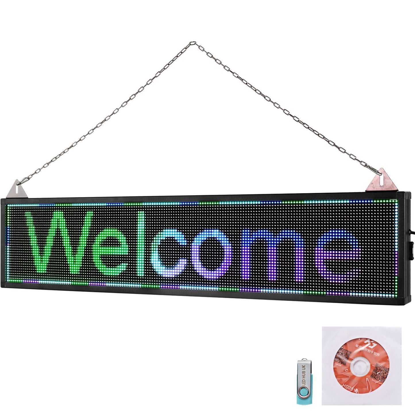 VEVOR LED Scrolling Sign, 40" x 9" WiFi & USB Control, Full Color P6 Programmable Display, Indoor High Resolution Message Board, High Brightness Electronic Sign, Perfect Solution for Advertising