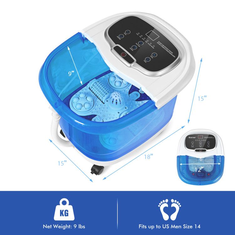 Portable All-In-One Heated Foot Spa Bath Motorized Massager