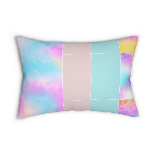 Decorative Lumbar Throw Pillow - Pastel Colorblock Watercolor Illustration