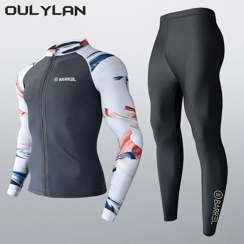 Oulylan Long Sleeve Rash Guards Swimwear Women 2024 Two-Piece Swimsuit Men Surfing Swimming Suit Beach Diving Bath Suit