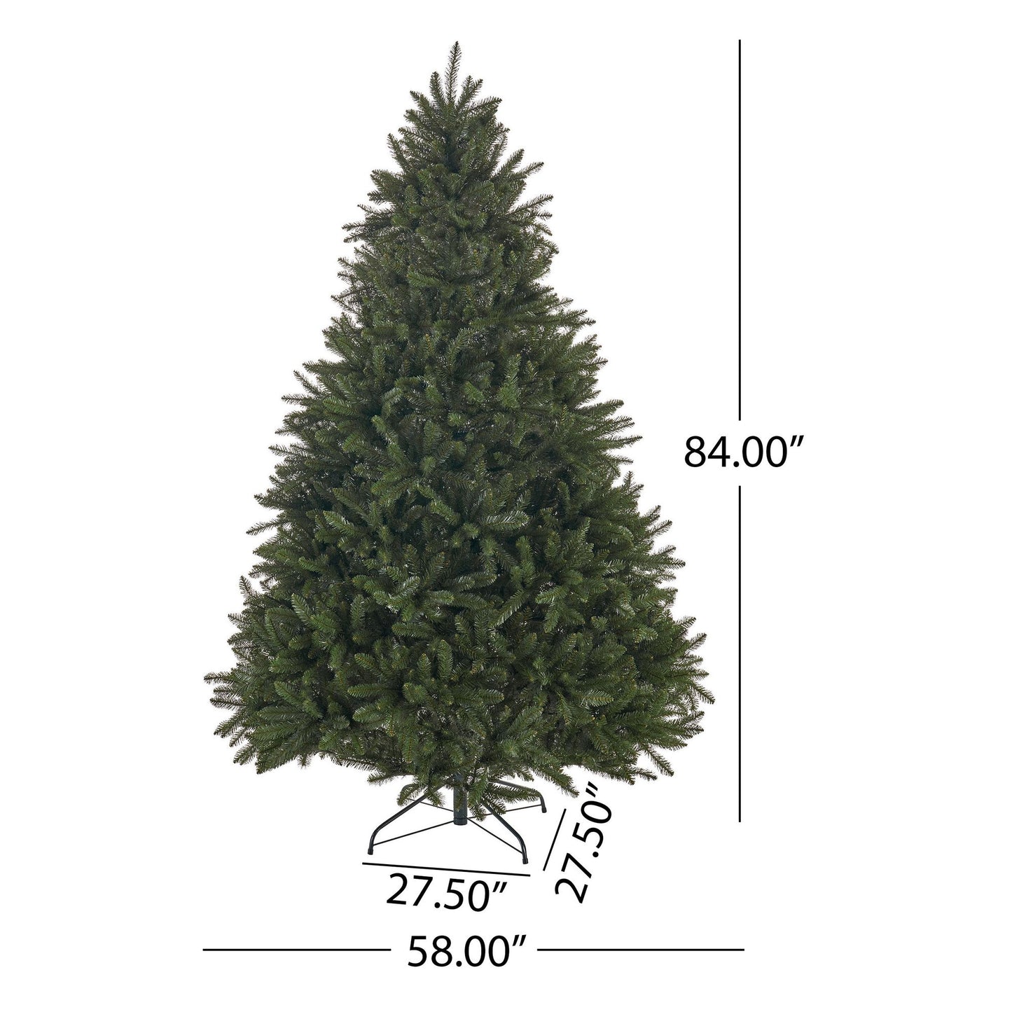 7 ft Christmas Tree, Artificial Xmas Tree with 2231 Branch Tips for Holiday Party Decorations with Metal Hinges & Base