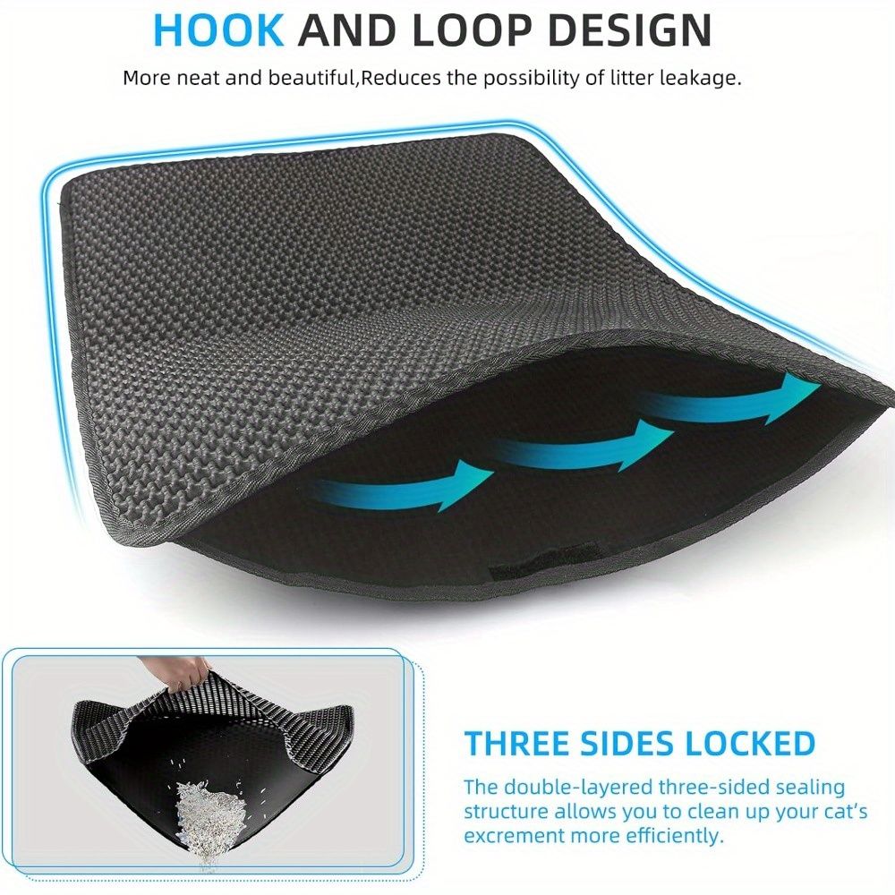 2 Pack Cat Litter Mat Litter Trapping Mat, Honeycomb Double Layer Litter Box Mat, Waterproof Leakproof Washable Easy Clean, Anti-Slip, Scatter Control, No Phthalate, Scratch Resistant,