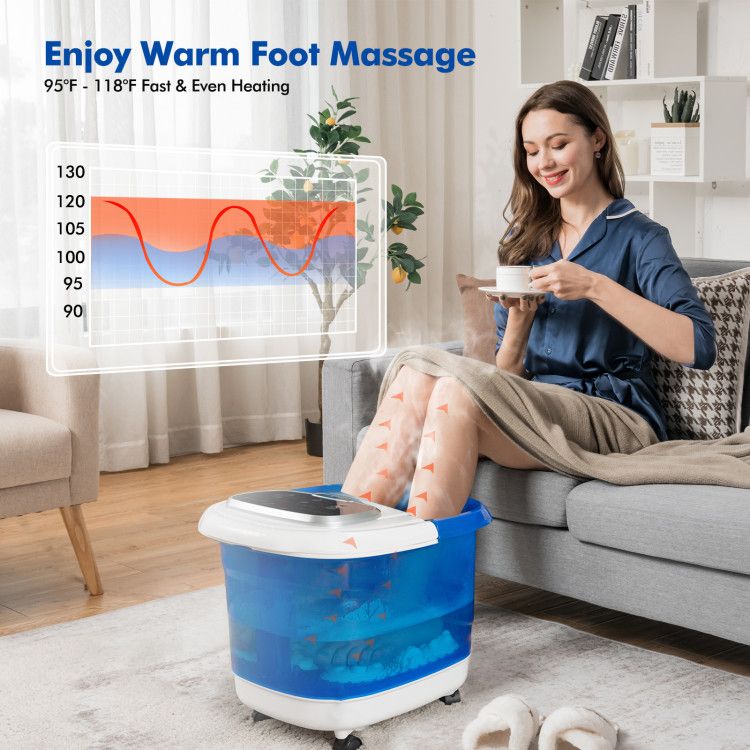 Portable All-In-One Heated Foot Spa Bath Motorized Massager