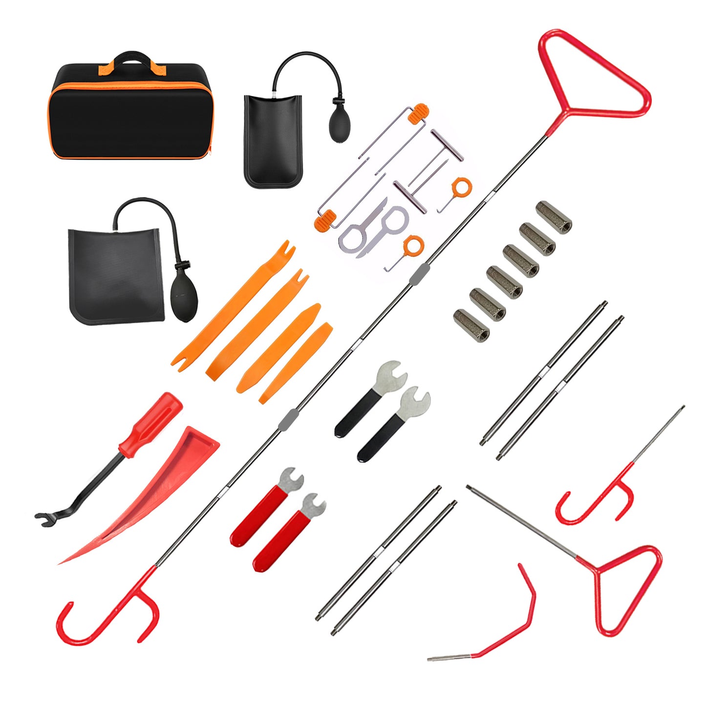 Automotive Tool Set 34-piece professional automotive kit with stainless steel long distance fasteners seamless wedge air wedge pump automotive trim removal tool