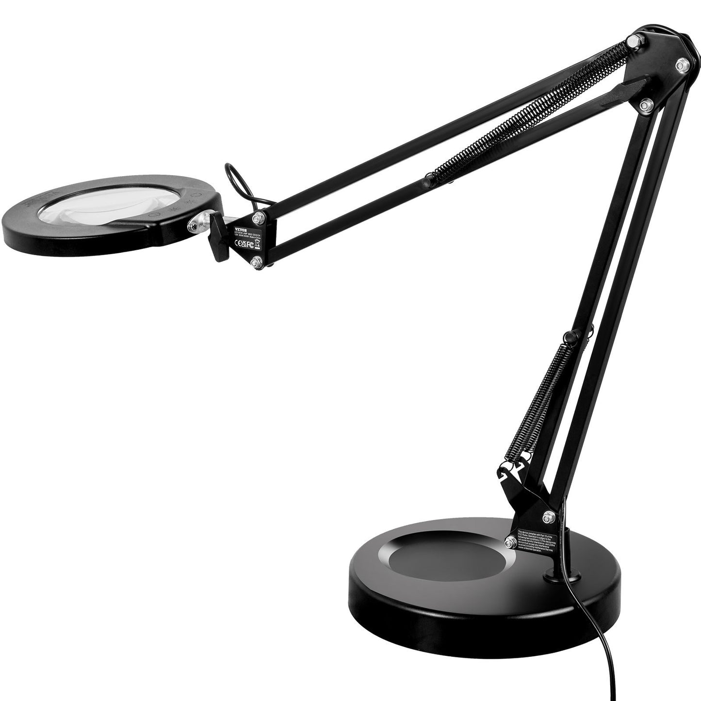 VEVOR Magnifying Glass with Light and Stand, 5X Magnifying Lamp, 4.3" Glass Lens, Base and Clamp 2-in-1 Desk Magnifier with Light, 64 LED Lights 5 Color Modes, for Close Work Reading Repair Crafts