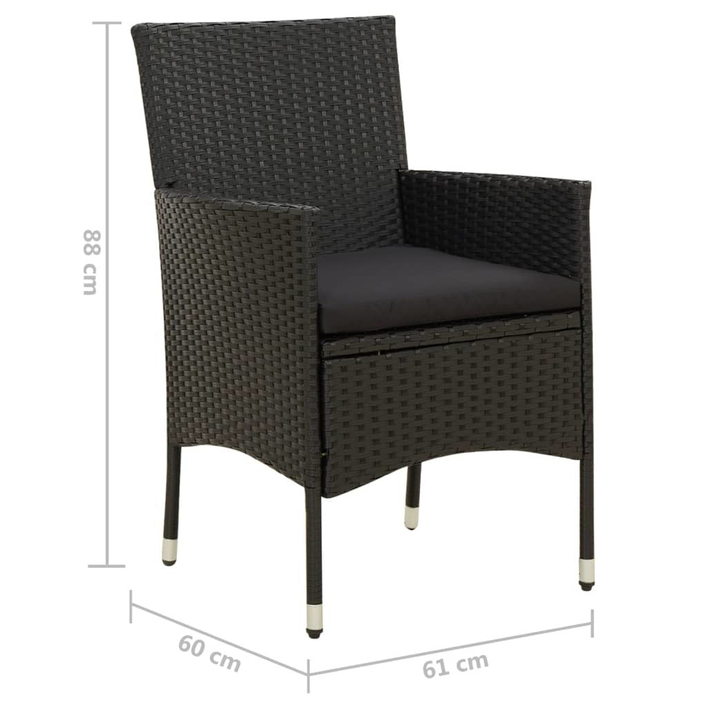 Patio Chairs with Cushions 4 pcs Poly Rattan Black