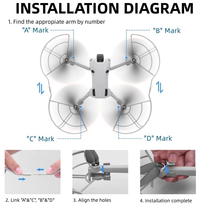 Mini 4 Pro Propeller Guard with 8-pack Propeller Replacement Blades for DJI Mini 4 Pro Accessories