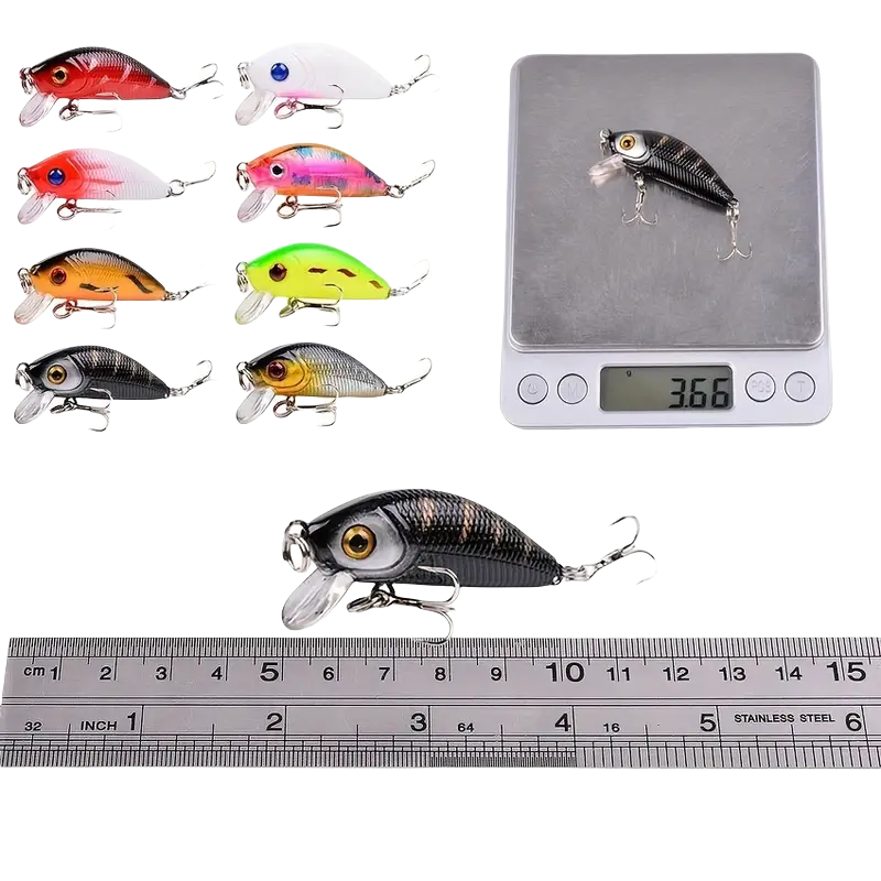 56pcs Premium Minnow Fishing Lures Kit - Hard Bait Plastic Tackle Crank Baits for Freshwater and Saltwater Fishing - Lifelike Design for Increased Catch Rates