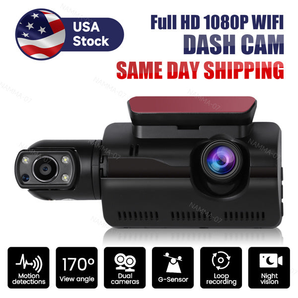 1080P Dual Lens Car DVR Dash Cam Video Recorder G-Sensor Front and Rear Camera