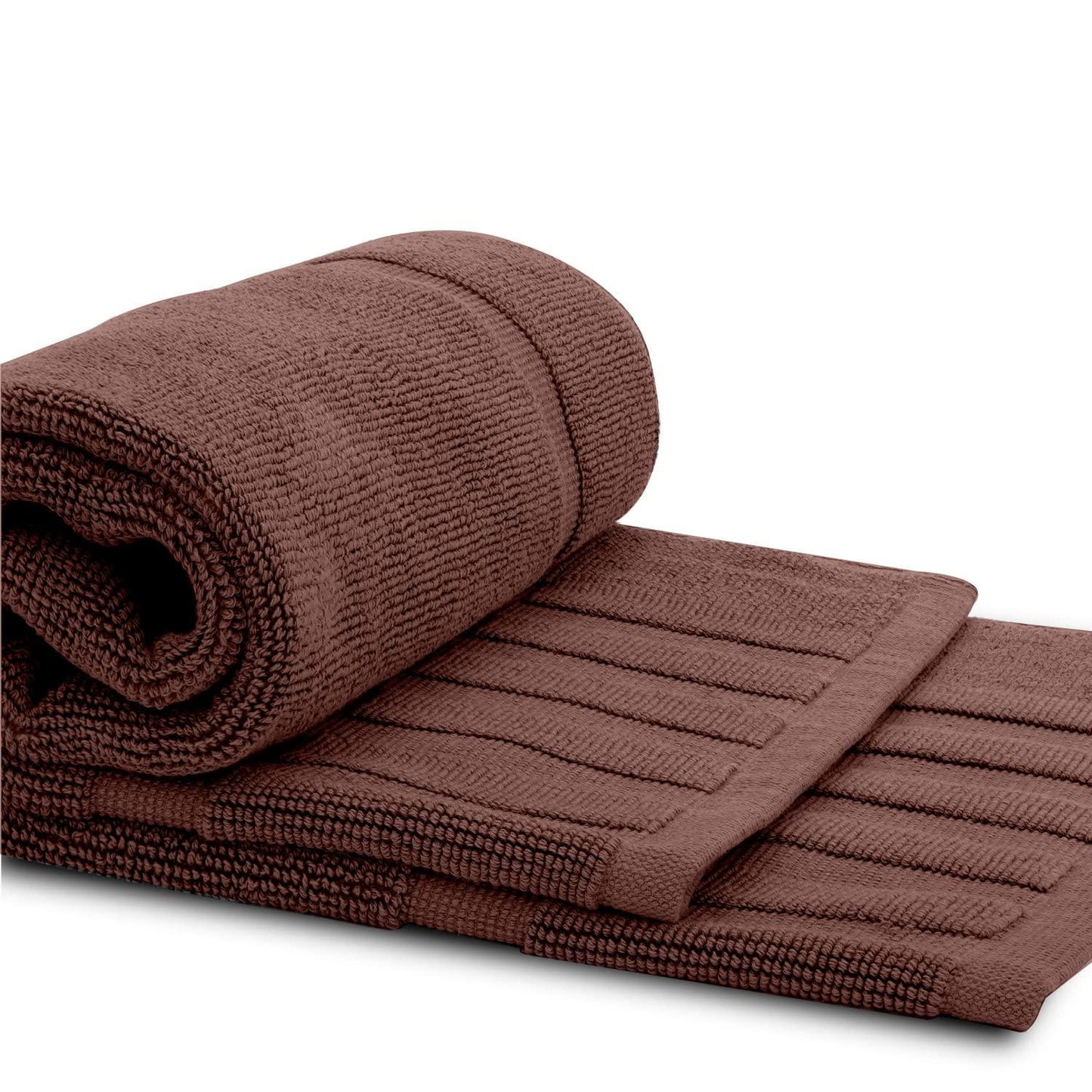 Luxury Bath Mat Floor Towel Set Absorbent Cotton Hotel Spa Shower Bathtub [Not a Bathroom Rug] 22 x34 inch | 2 Pack | Brown