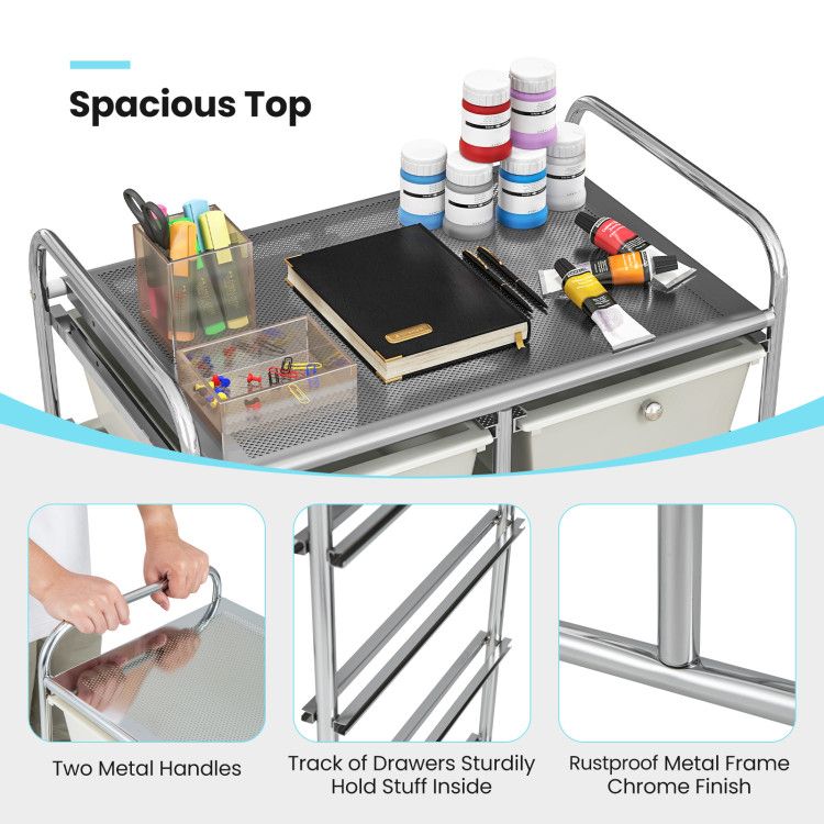 10-Drawer Rolling Storage Cart