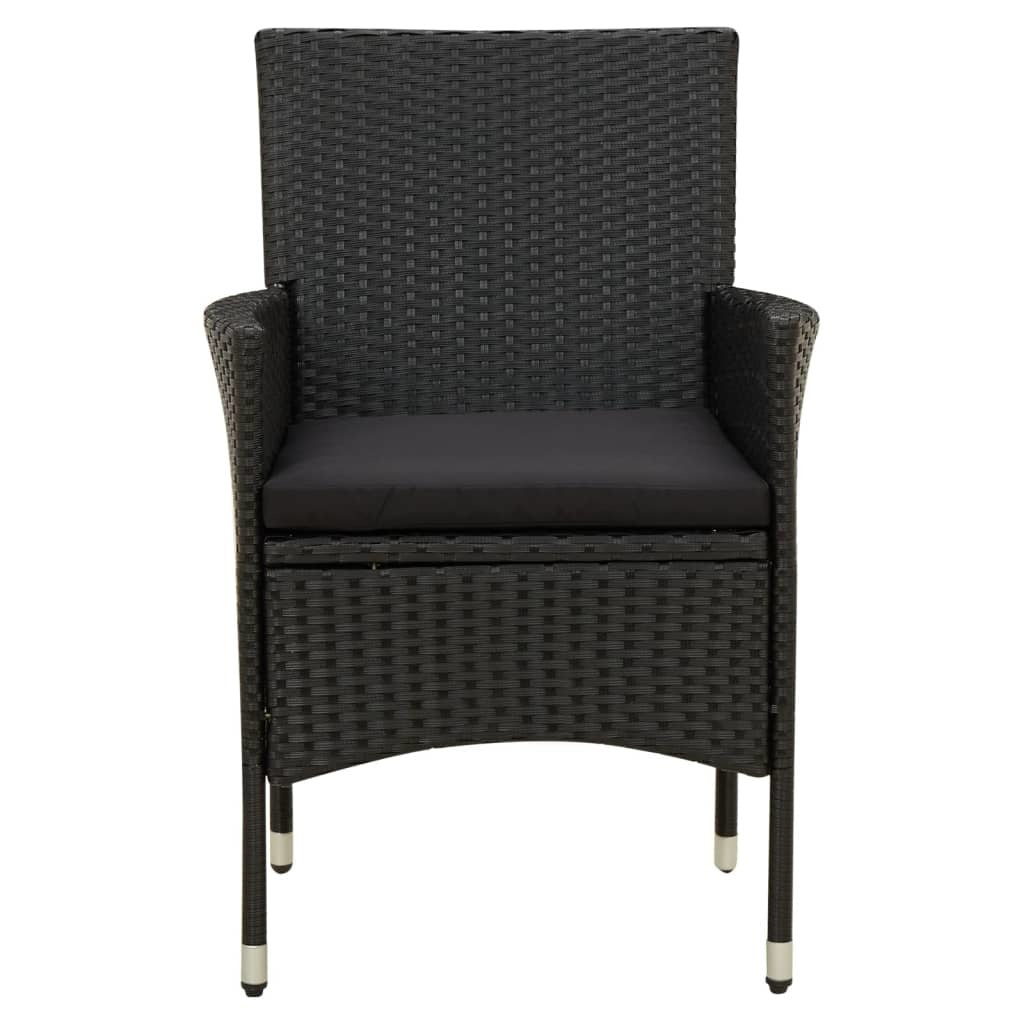 Patio Chairs with Cushions 4 pcs Poly Rattan Black