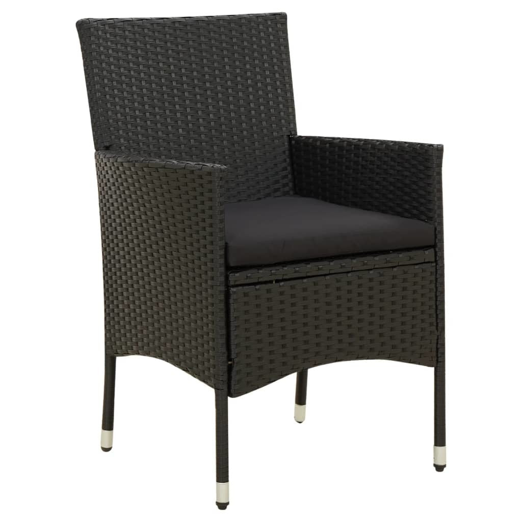 Patio Chairs with Cushions 4 pcs Poly Rattan Black