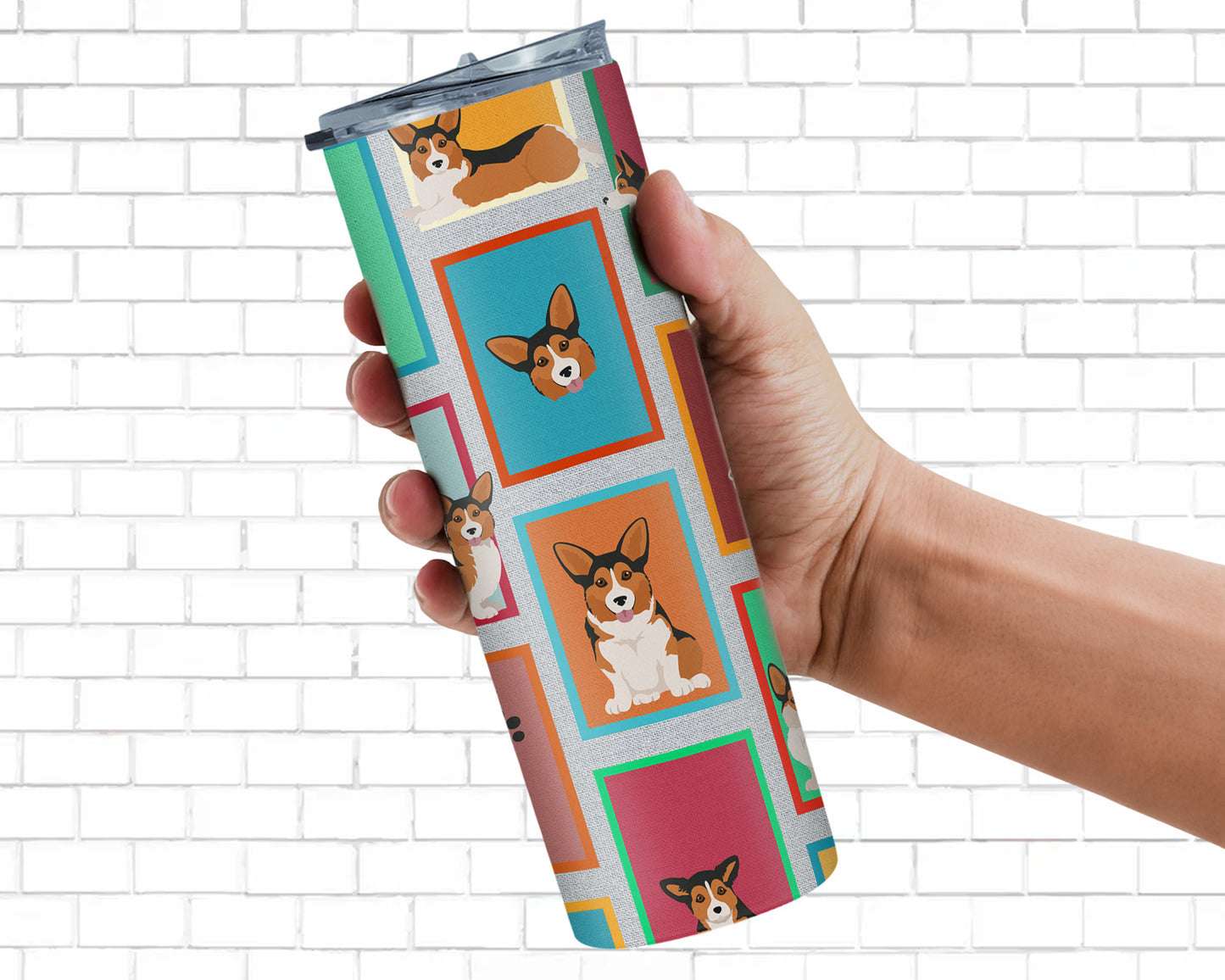 Lots of Sable Pembroke Corgi Stainless Steel Skinny Tumbler Vacuum Double Walled Reusable Insulated Tumbler Travel Cup for Coffee Cocktails Gift with Lid, 20 oz