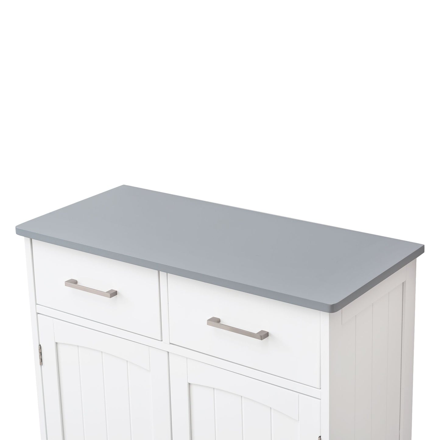 FRALIMK Sideboard Buffet Cabinet, Wood Coffee Bar With Cabinet Two Drawers, Adjustable Shelves And Arched Doors, Sideboard Cabinet White And Gray, Mdf