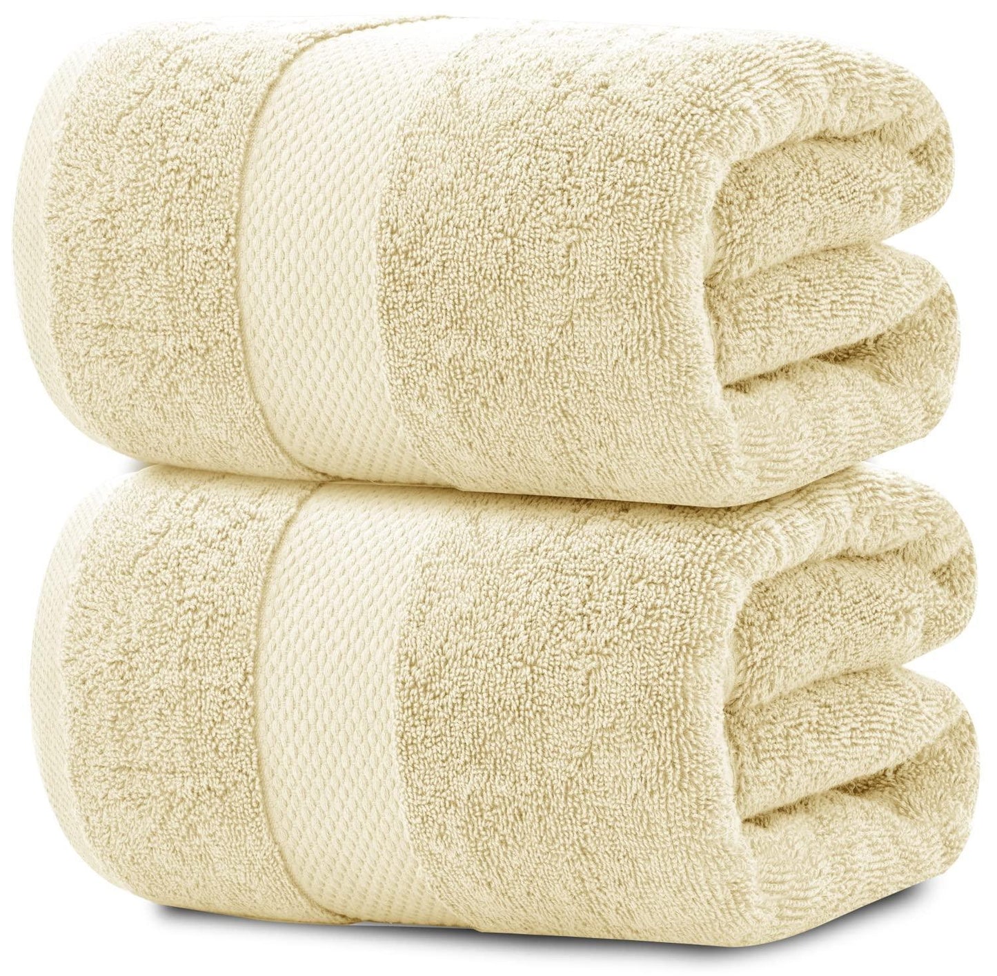 Luxury Soft Beige Bath Sheet Towels 650 GSM Cotton Luxury Bath Towels 2 Pack Extra Large 35x70 inch Highly Absorbent and Quick Dry Hotel Collection Extra Large Bath Towels Oversized