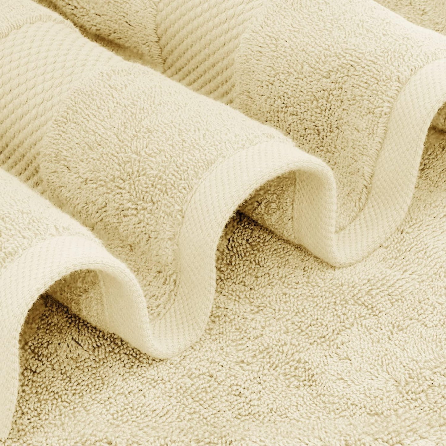 Luxury Beige Bath Towel 8 Piece Towels Set Combed Cotton Hotel Quality Absorbent 2 Bath Towels 2 Hand Towels 4 Washcloths 8 Pack Beige