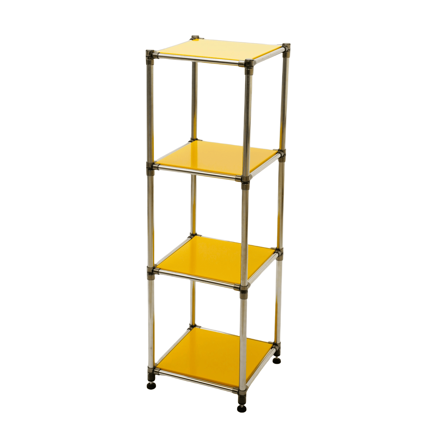 Korean Yellow 4-Tier Heavy Duty Stainless steel Storage Shelving Unit, 100lbs/shelf (49"H x 14.9"W x 13.7"D) for Indoor/Outdoor Organization , Modular Rack, Extremely Durabl