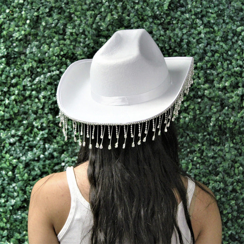 Western Style Rhinestone Cowgirl Hat Felt Cowboy Hat Cosplay Party Accessory