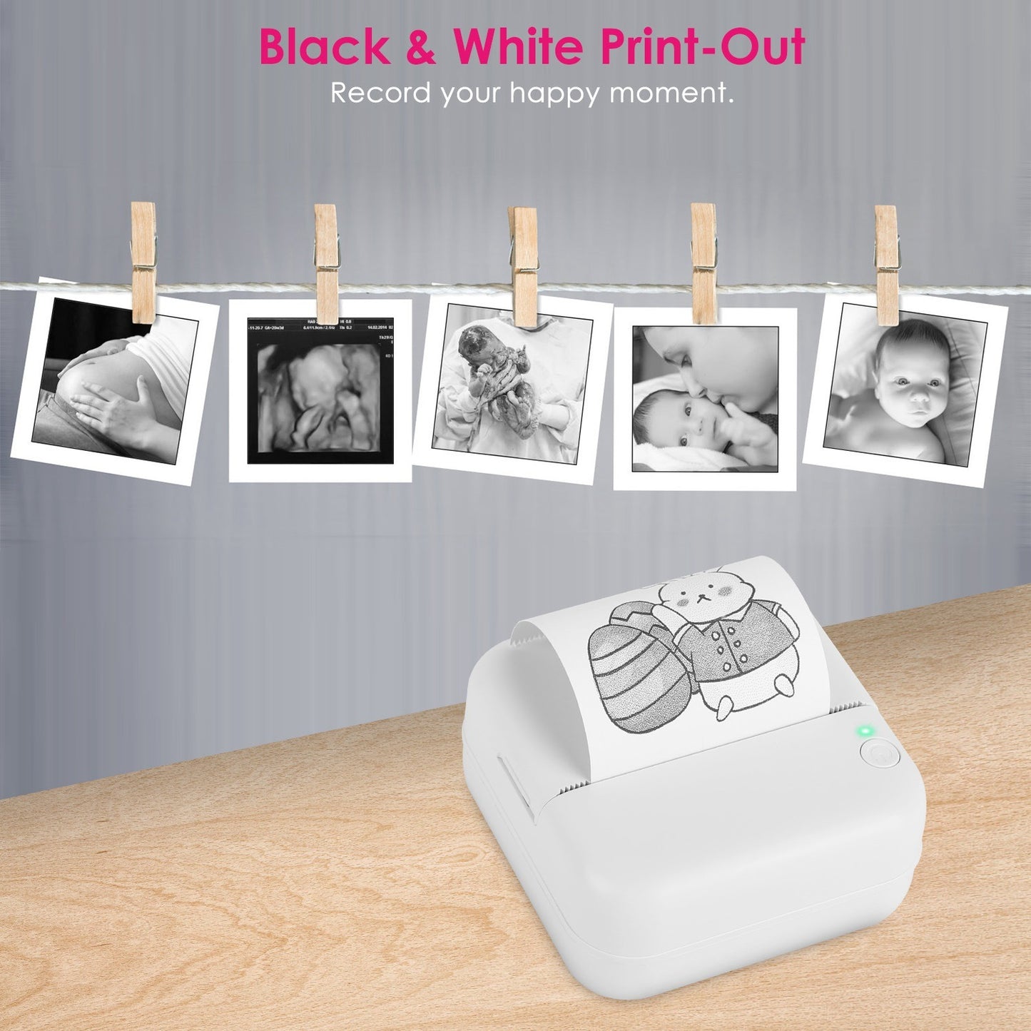 Pocket Wireless Thermal Printer Portable Mini Sticker Maker Machine Rechargeable Inkless Photo Printer for Printing Label Journal Study Notes Memo Photos