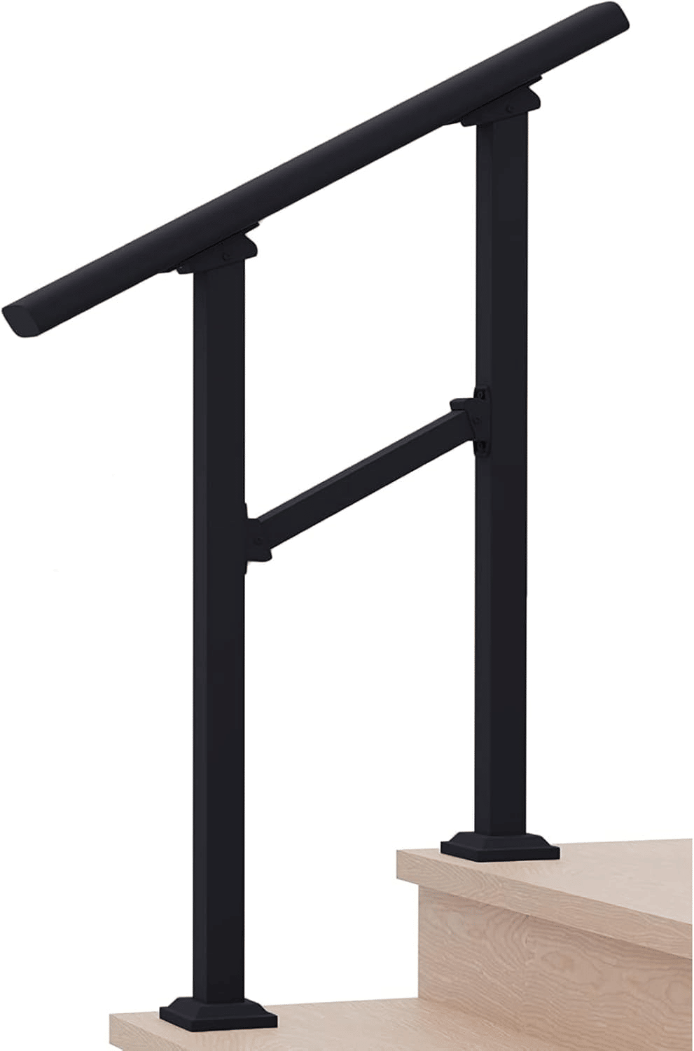 Handrails for Outdoor Steps 3 Steps Handrail - Black Outdoor Hand Rails for Steps,Transitional Handrail with Installation Kit,Hand Rails for Outdoor Steps(3 Steps-2Pack)