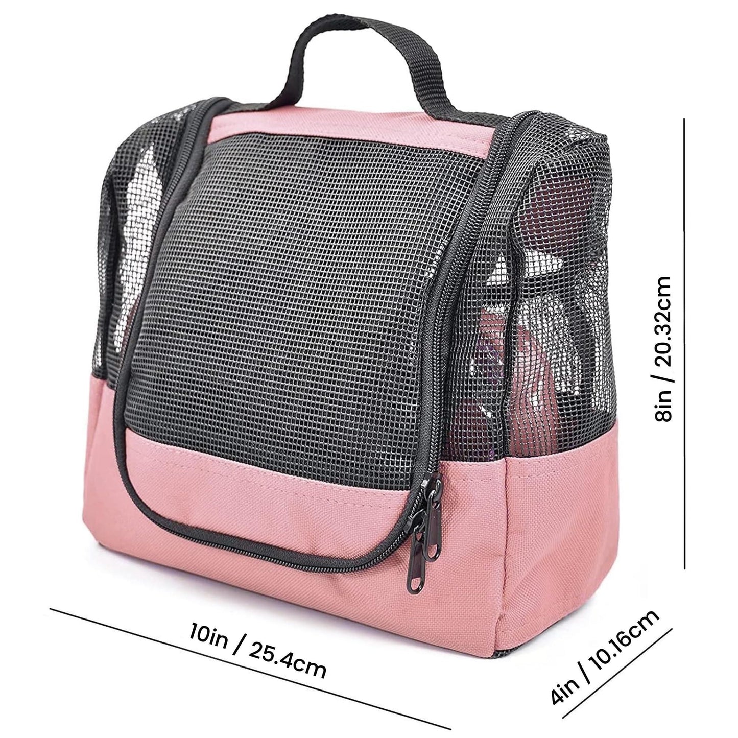 Portable Hanging Shower Caddy Organizer with 1 Free Toiletries Case Quick Dry Mesh Shower Caddy Tote Bag Included 1 Metal Hook Perfect for Dorm Camp Travel Gym Pink