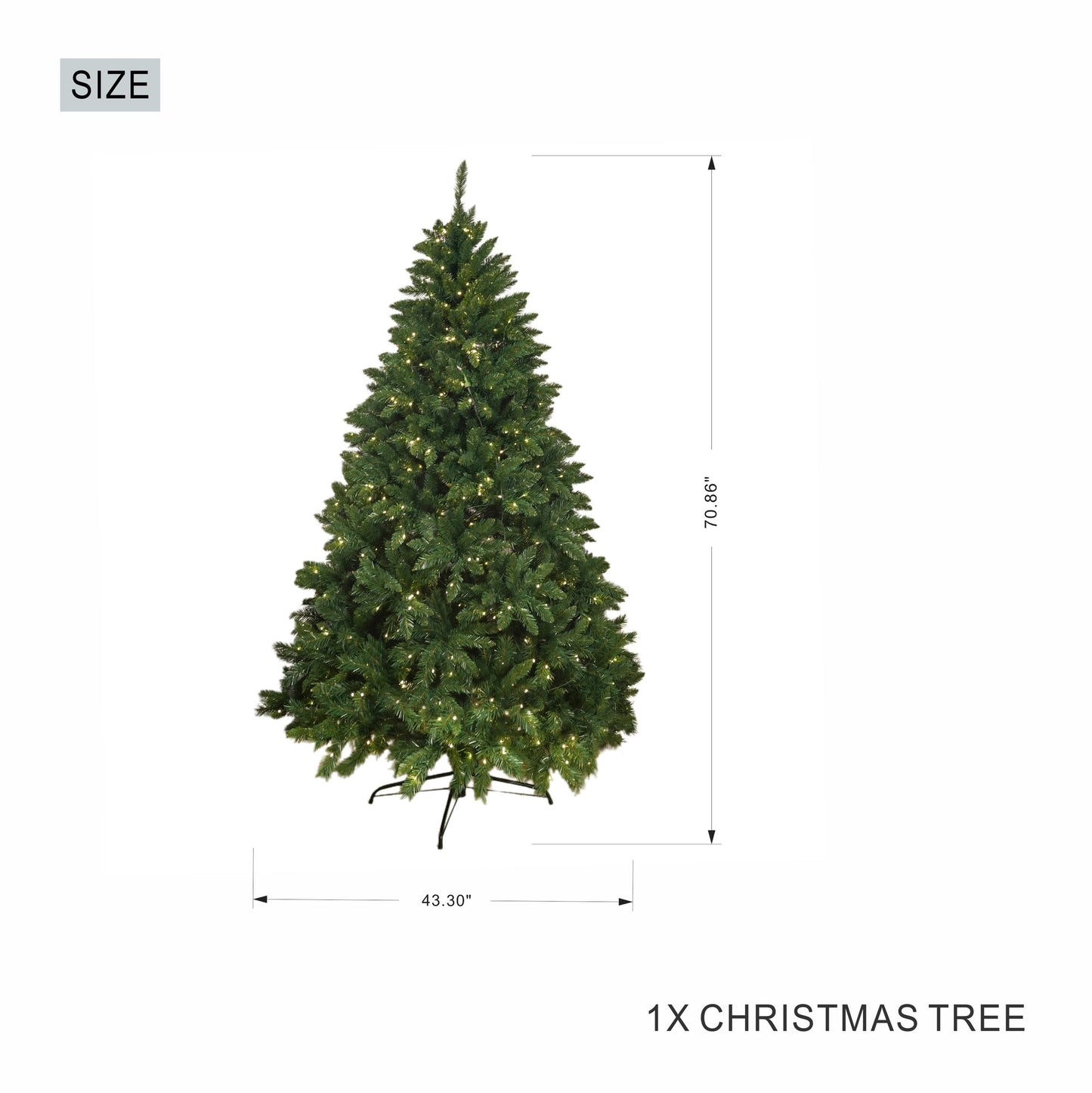 6FT Classic Style Christmas Tree with 450 Warm White LED Lights and 8 Functions