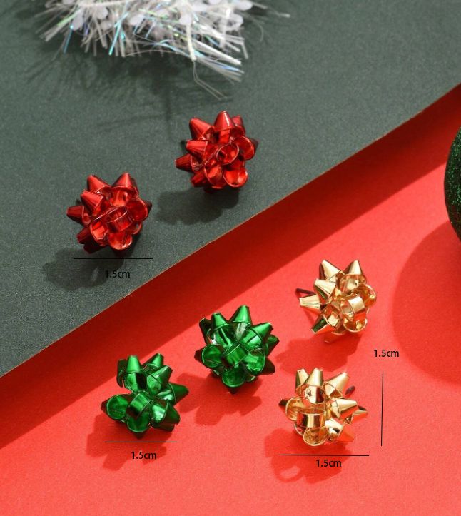 Christmas Bowknot Stud Earrings -  Festive Charm for Your Holiday Season