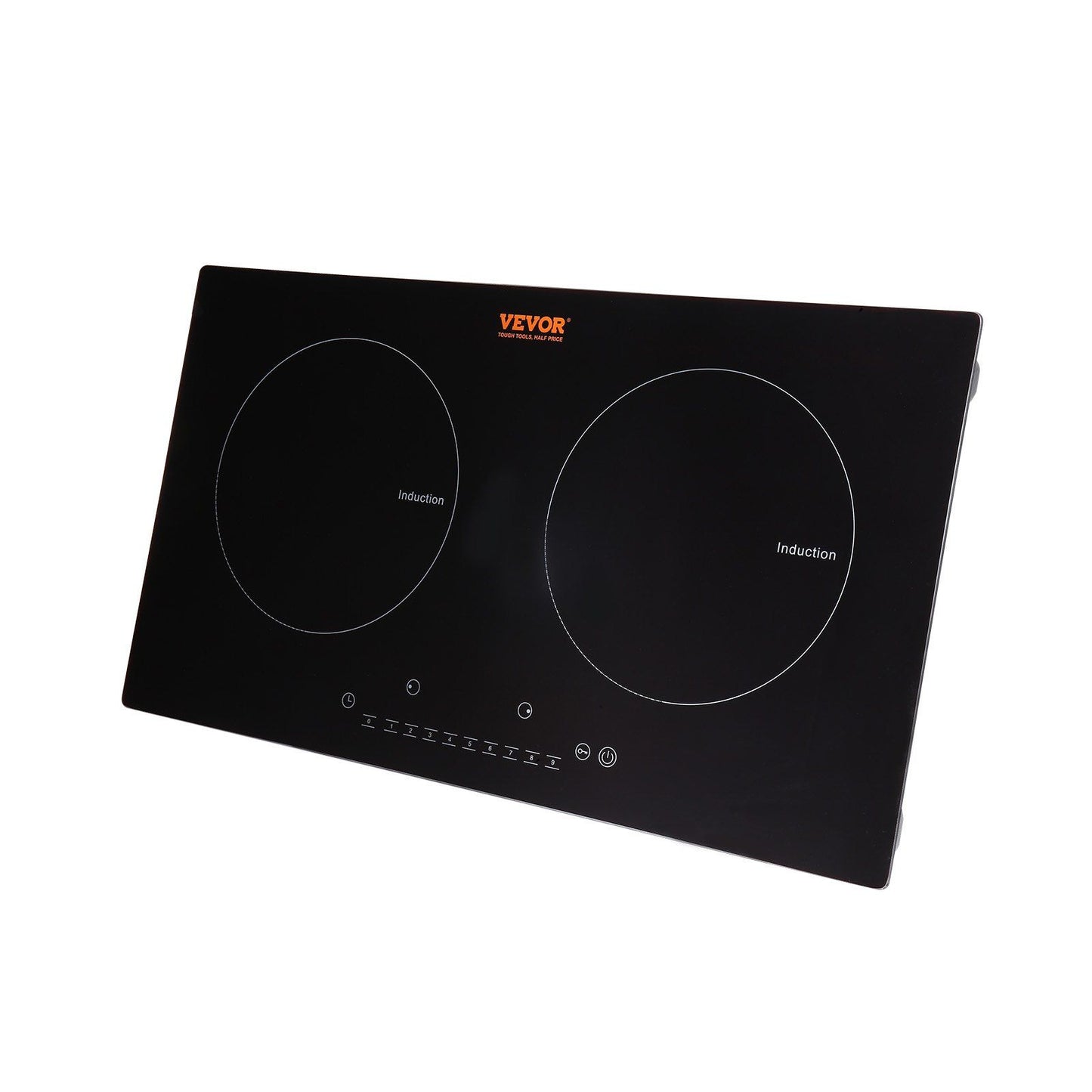 VEVOR Electric Cooktop, 2 Burners, 24'' Induction Stove Top, Built-in Magnetic Cooktop 1800W, 9 Heating Level Multifunctional Burner, LED Touch Screen w/ Child Lock & Over-Temperature Protection