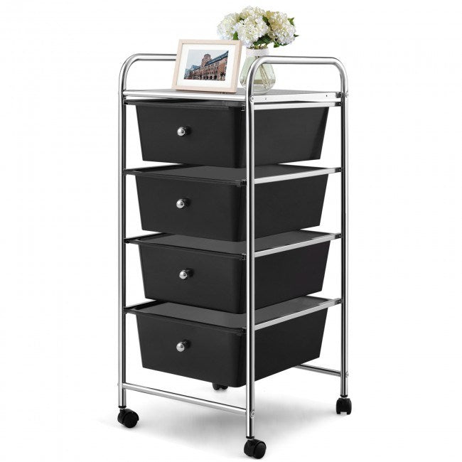 4-Drawer Cart Storage Bin Organizer Rolling with Plastic Drawers