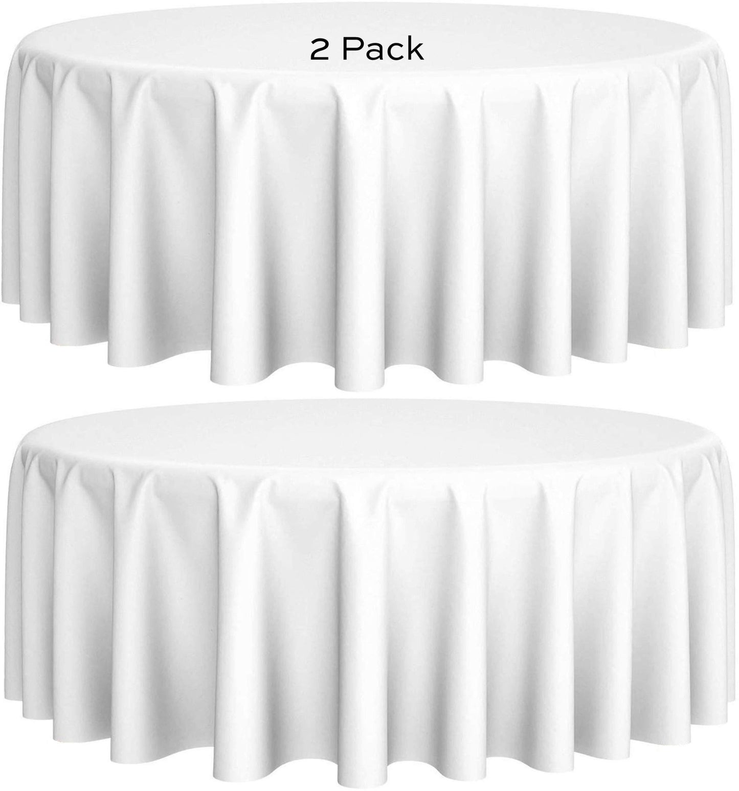 2 Pack White Round Tablecloths 90 Inch [Perfect Size for 30 60 Inch Tables] 200 GSM Premium Quality Textured Washable Polyester Fabric 90 Table Cloth White