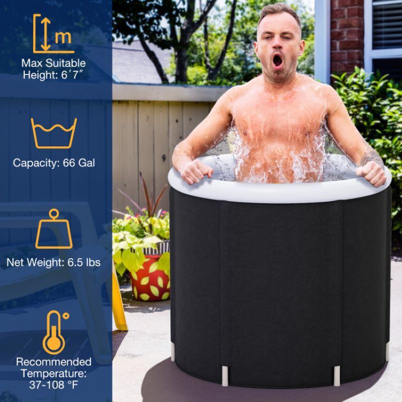 Outdoor Ice Plunge Tub with Lid for Household