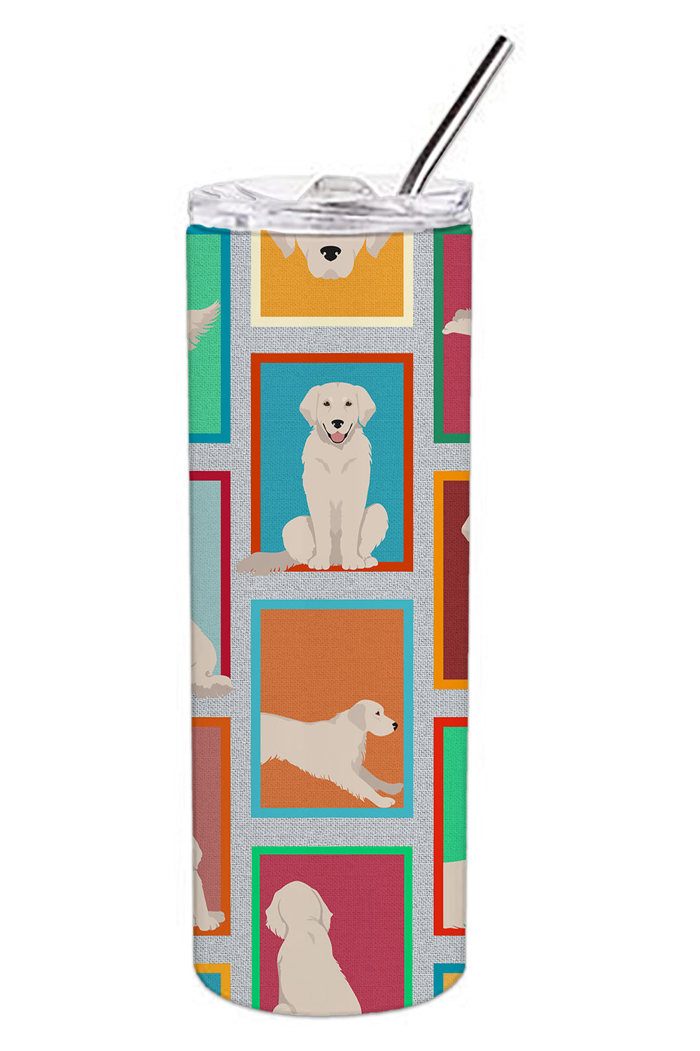 Lots of Cream Golden Retriever Stainless Steel Skinny Tumbler Vacuum Double Walled Reusable Insulated Tumbler Travel Cup for Coffee Cocktails Gift with Lid, 20 oz