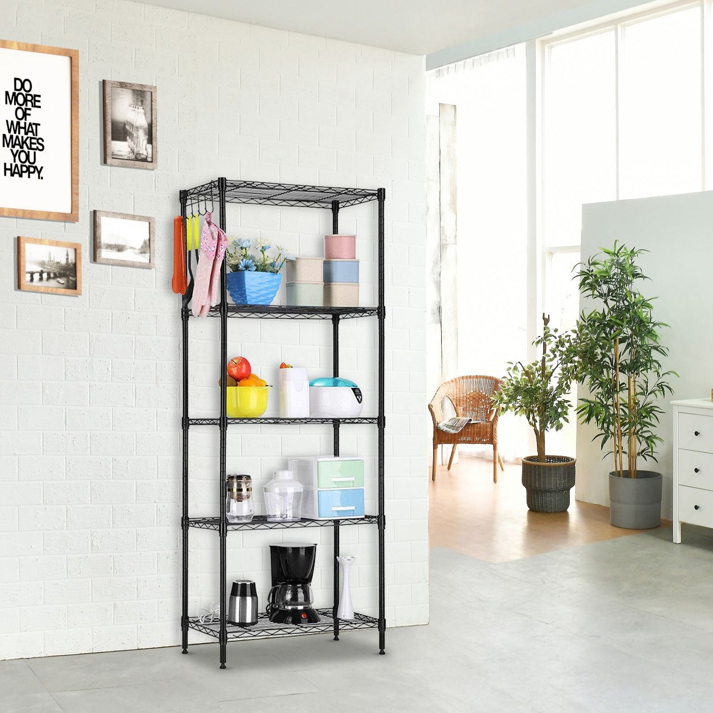 Home kitchen storage shelves, furniture can be combined with metal household shelves shelves shelves kitchen shelves storage shelves microwave racks black