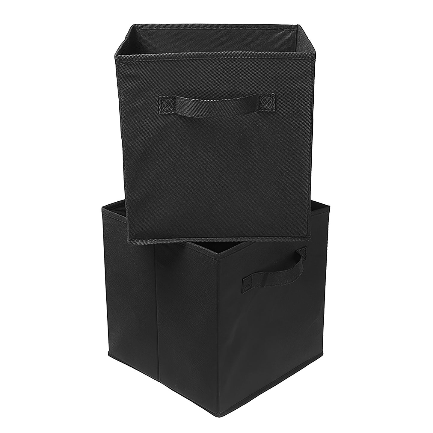 2 Sets Storage Bin Non-Woven Fabric Cube Organizer with Handle Foldable Cube Basket For Shelves Closet Living Room Bedroom Black