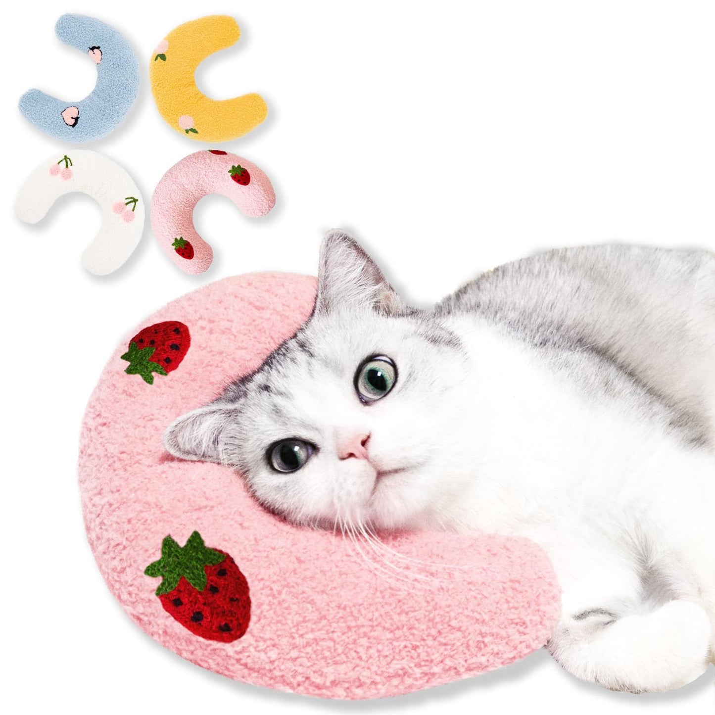 Cat Pillow, Small Pillow for Cat, Cat Blankets for Indoor, Pet Toy, Small Banana Donut Bed for Pets, Little Pillow for Cats No Heating Pad, Real Littles Fluffy Kittens Accessories for Pet Calming