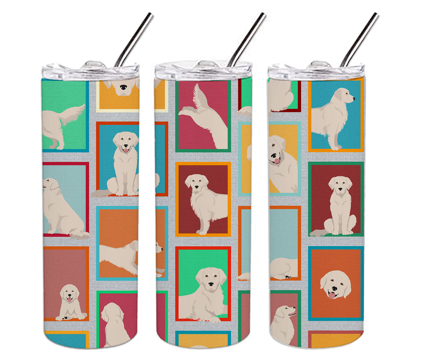 Lots of Cream Golden Retriever Stainless Steel Skinny Tumbler Vacuum Double Walled Reusable Insulated Tumbler Travel Cup for Coffee Cocktails Gift with Lid, 20 oz