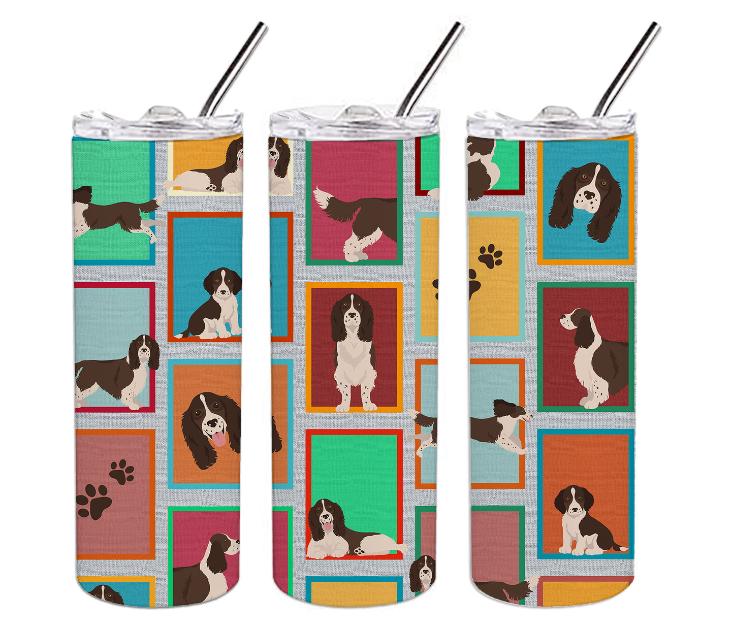 Lots of Liver English Springer Spaniel Stainless Steel Skinny Tumbler Vacuum Double Walled Reusable Insulated Tumbler Travel Cup for Coffee Cocktails Gift with Lid, 20 oz