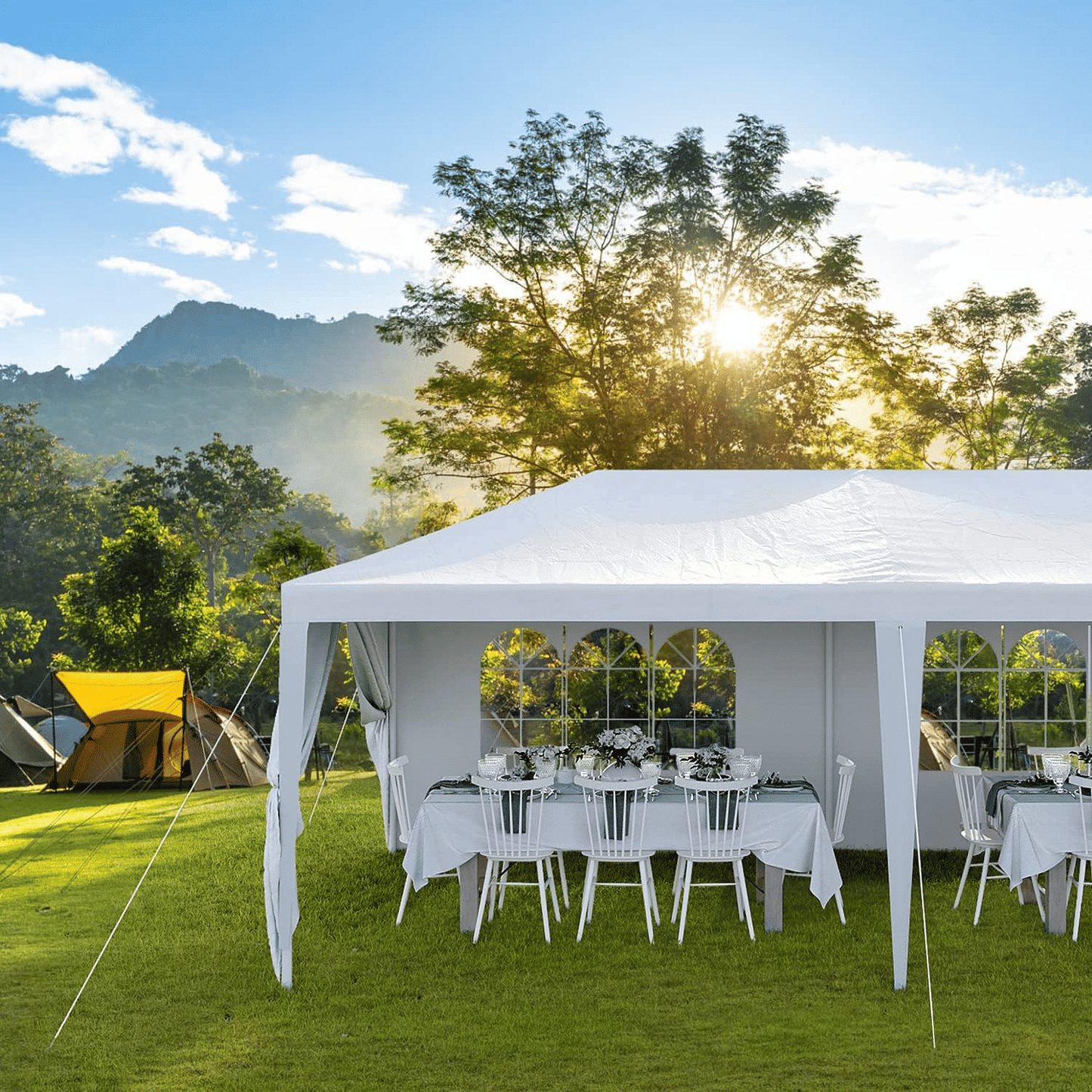 10'x30' Outdoor Party Tent, Heavy Duty Canopy Event Wedding Tent for Parties Backyard Patio, White