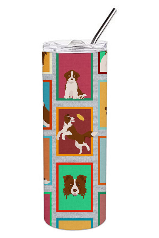 Lots of Red Border Collie Stainless Steel Skinny Tumbler Vacuum Double Walled Reusable Insulated Tumbler Travel Cup for Coffee Cocktails Gift with Lid, 20 oz