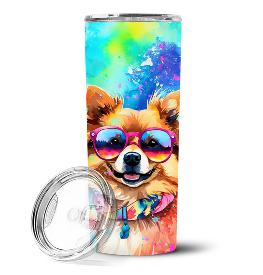 Pomeranian Hippie Dawg Stainless Steel Skinny Tumbler Vacuum Double Walled Reusable Insulated Tumbler Travel Cup for Coffee Cocktails Gift with Lid, 20 oz