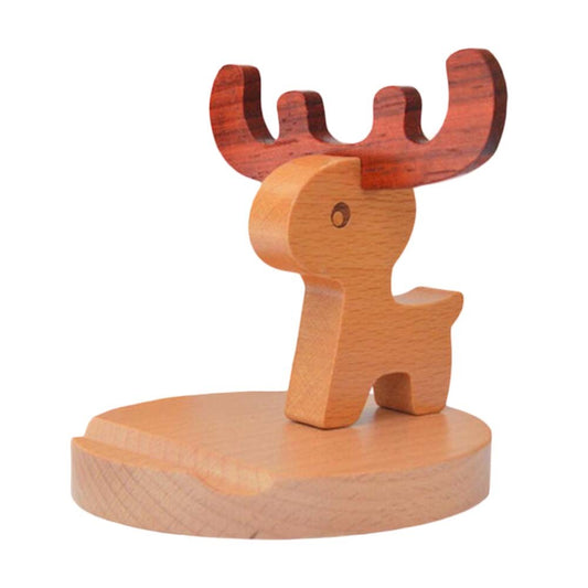 Cute Deer Wooden Mobile Phone Stand Desktop Bedside Cell Phone Holder Support