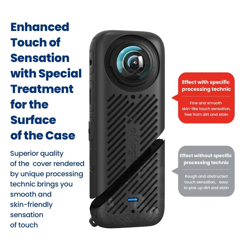 aMagisn Insta360 X4 Silicone Protective Case + Silicone Lens Cap + Lanyard, Silicone Base, All Round Protection, Heat Dissipation Case for Insta360 X4 Action Camera