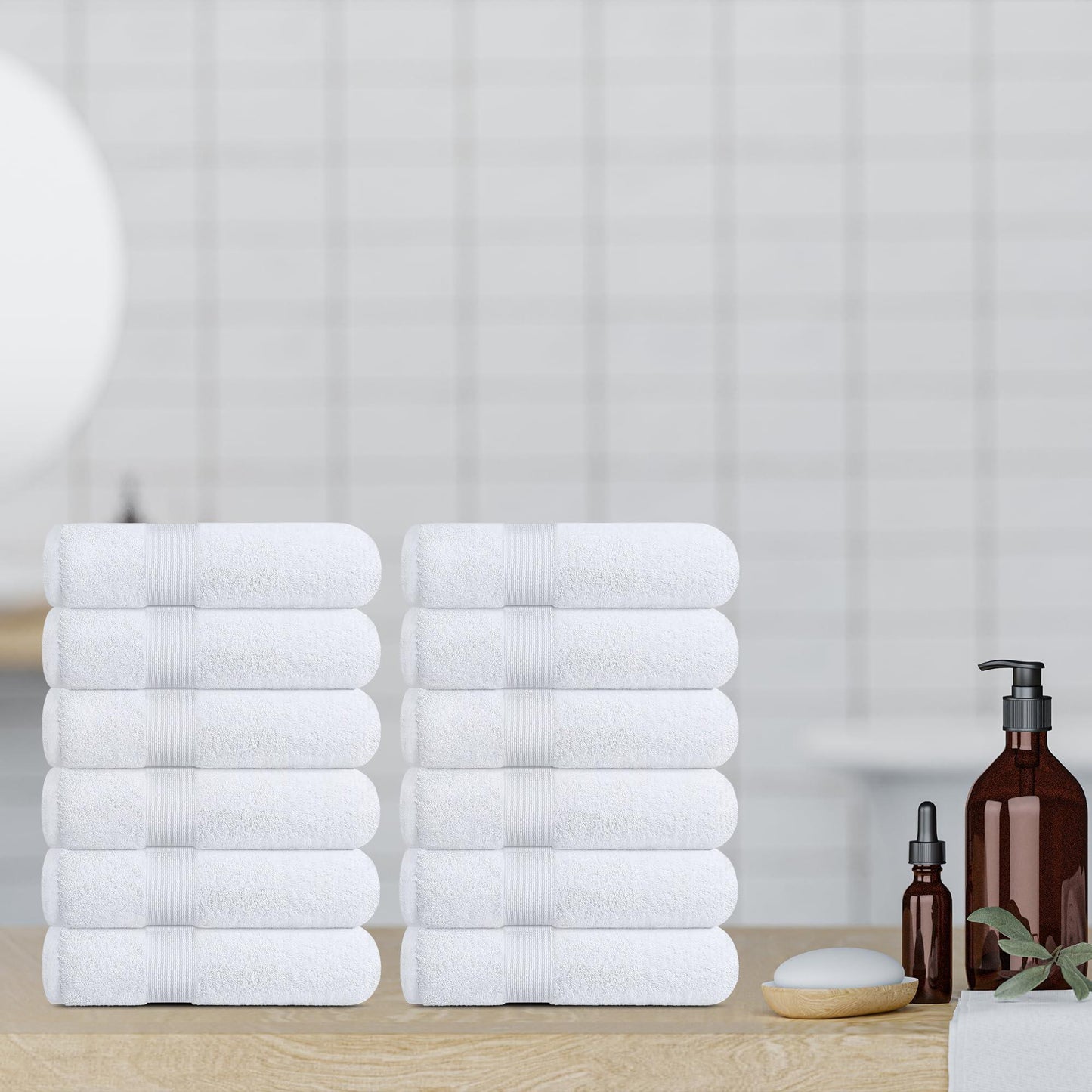 Resort Collection Soft Washcloth Face & Body Towel Set 12 Pack White 12x12 in Luxury Hotel Plush & Absorbent Cotton Washclothes