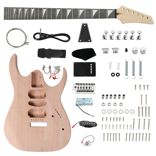 DIY 6 String 170 Style Electric Guitar Kits with Mahogany Body, Maple Neck and Accessories